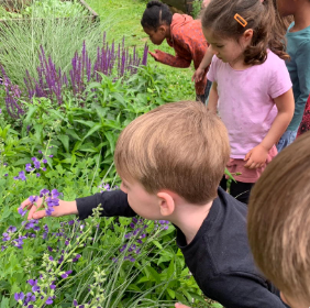 students in Bloom's garden