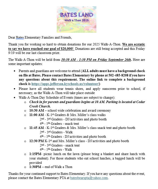 walk a thon letter for families