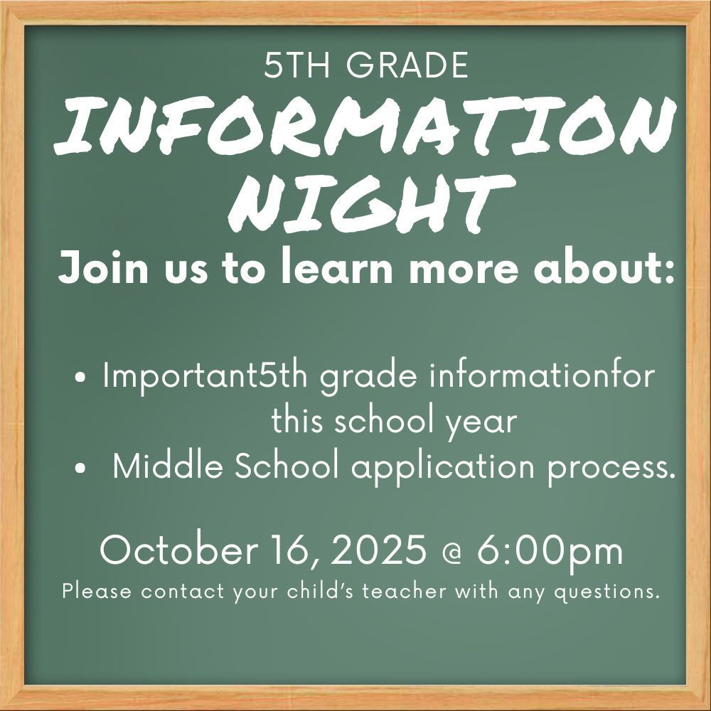 5th Grade Information Night Flyer - Eng
