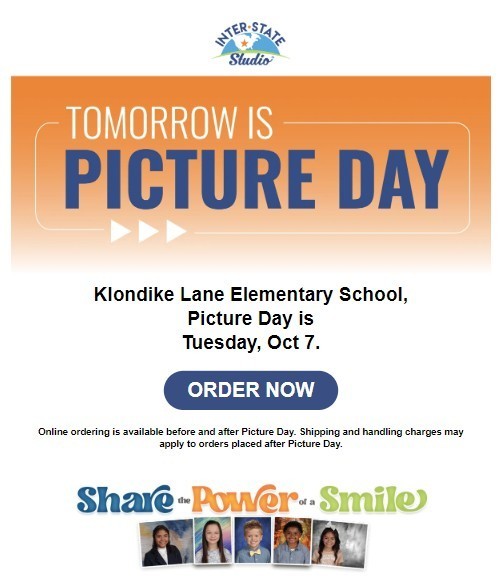 Klondike Picture Day Reminder - 10/7