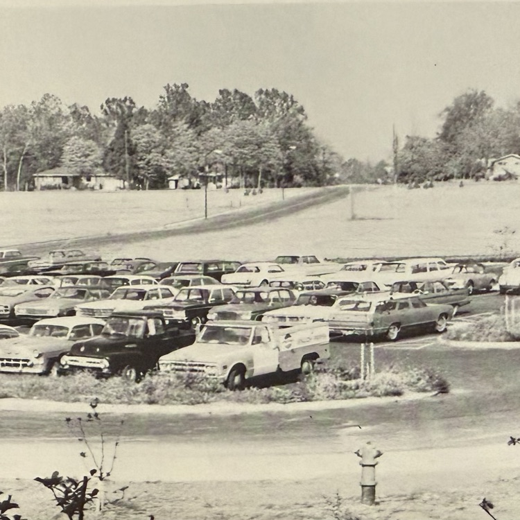old picture of parking lot