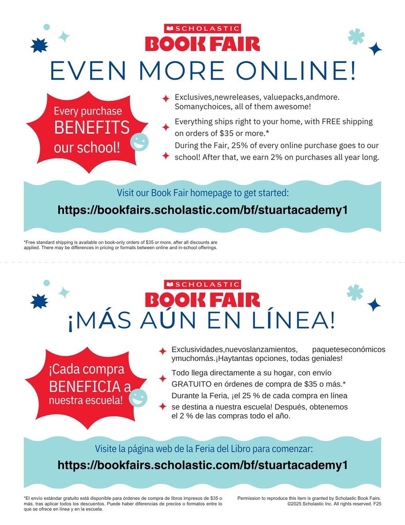 Stuart Book Fair Online order info Fall 2025