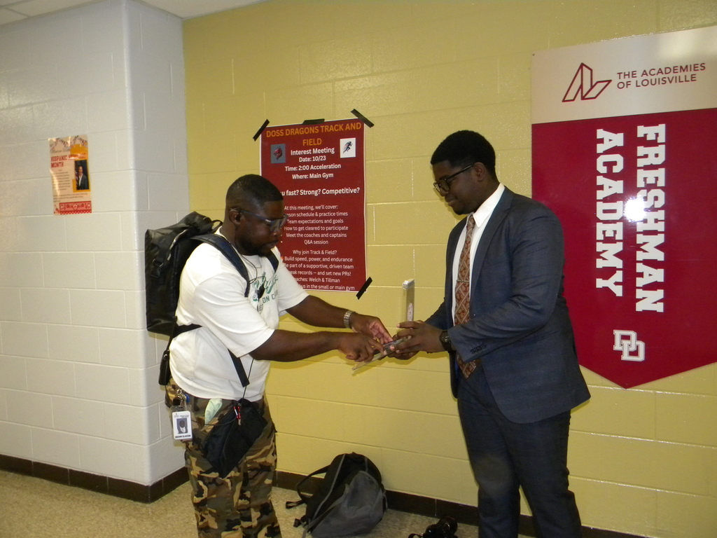 student and teacher for student/staff swap day.