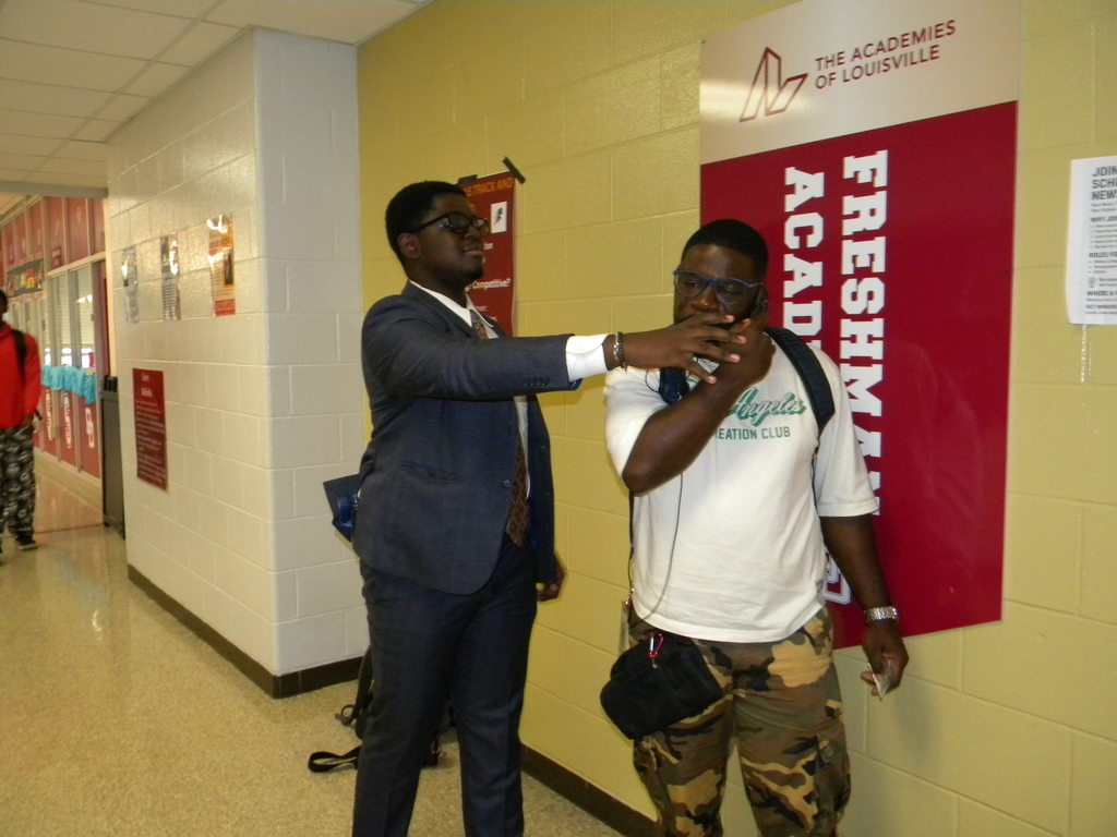 student and teacher for student/staff swap day.