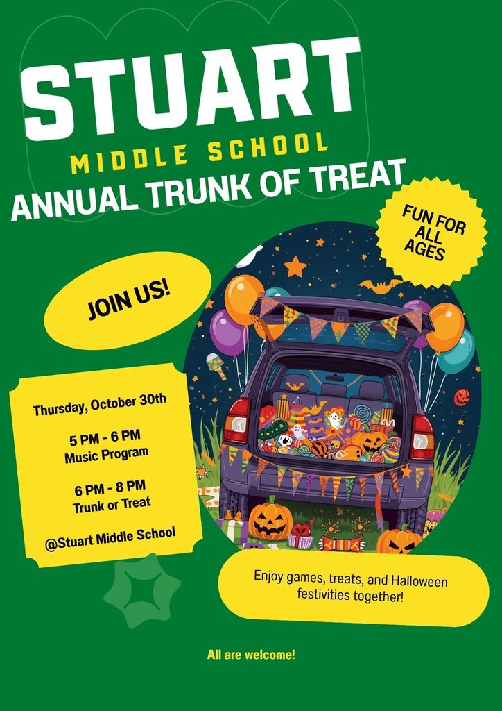 Stuart Trunk or Treat Thursday October 30th 2025