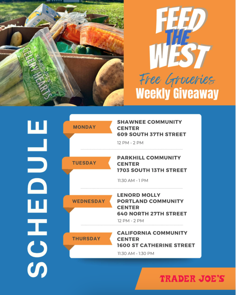 food resources - feed the west campaign with information detailing grocery pickup schedules