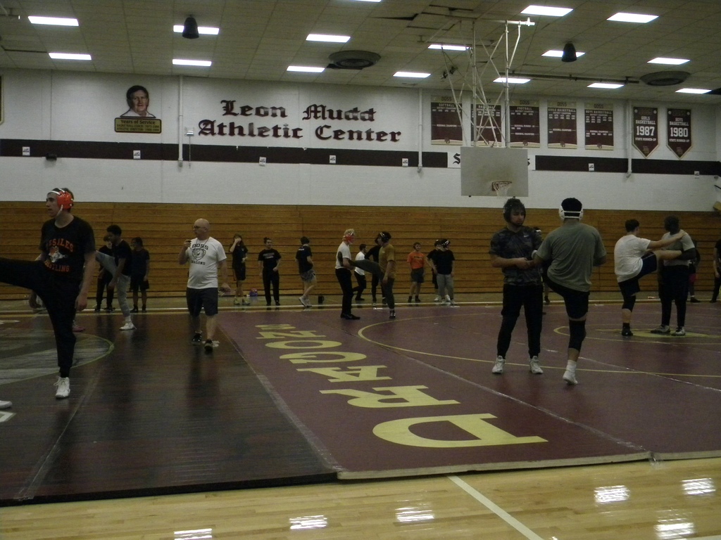 coach blausey speaking at scrimmage