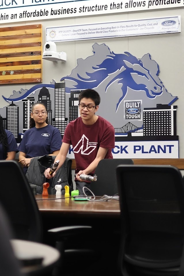 Our Jtown High CAD students just crushed it! 💪 They spent weeks designing a new part cover to solve a tricky paint chipping problem on the assembly line for Ford Motor Company. Today was presentation day, and they wowed the Ford leadership team with their final solution! Talk about applying what you learn. Hats off to our students for their engineering smarts! 🚀