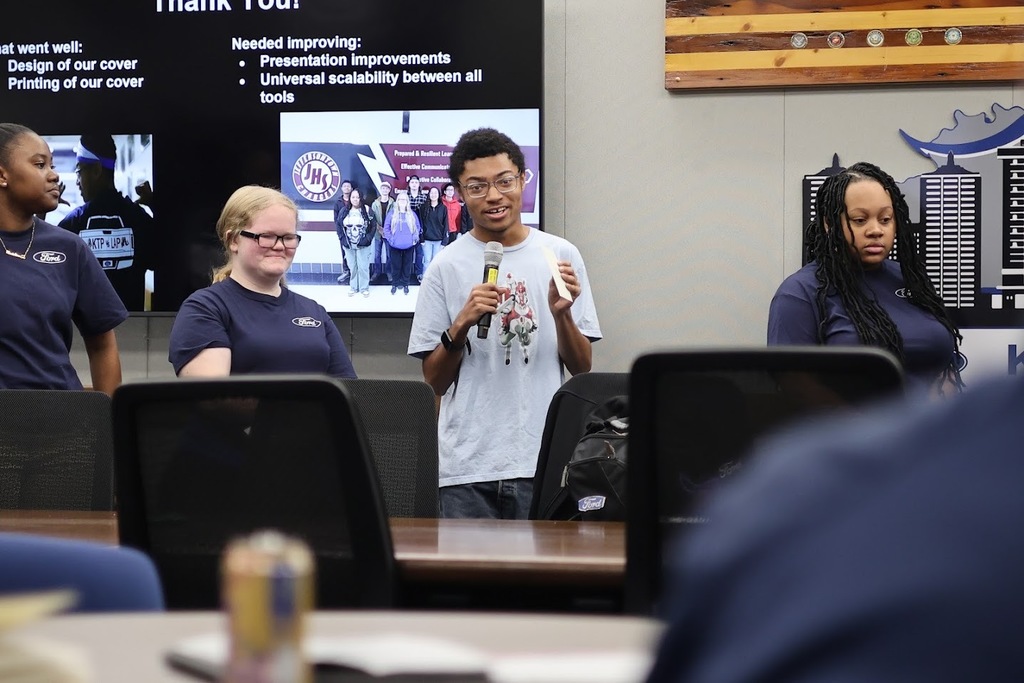 Our Jtown High CAD students just crushed it! 💪 They spent weeks designing a new part cover to solve a tricky paint chipping problem on the assembly line for Ford Motor Company. Today was presentation day, and they wowed the Ford leadership team with their final solution! Talk about applying what you learn. Hats off to our students for their engineering smarts! 🚀
