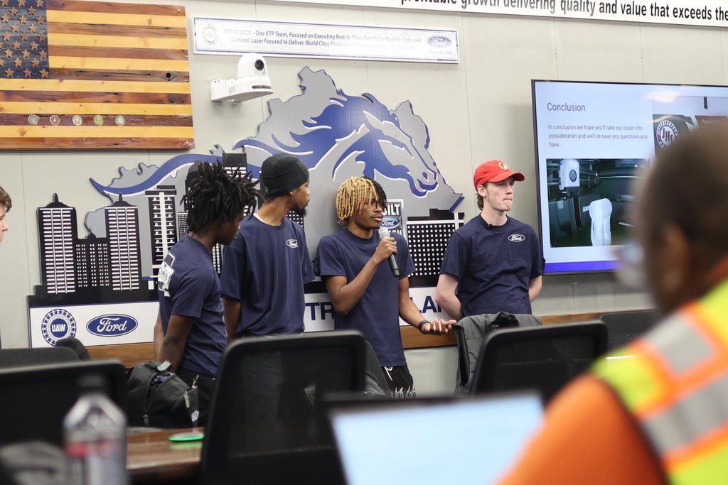 Our Jtown High CAD students just crushed it! 💪 They spent weeks designing a new part cover to solve a tricky paint chipping problem on the assembly line for Ford Motor Company. Today was presentation day, and they wowed the Ford leadership team with their final solution! Talk about applying what you learn. Hats off to our students for their engineering smarts! 🚀