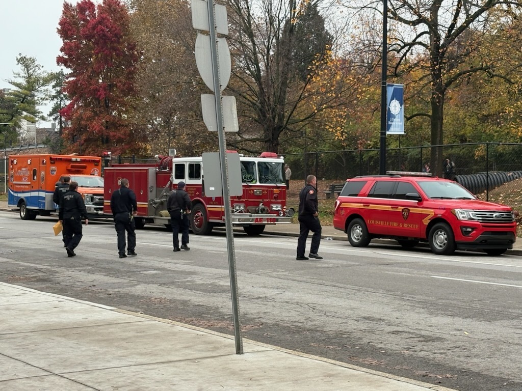 City street and fire truck
