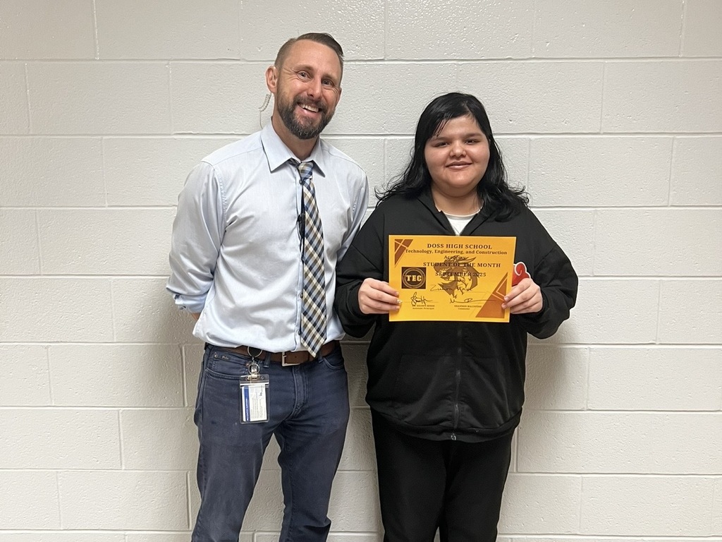 TEC Student of the Month with Assistant Principal, Shawn Hinds
