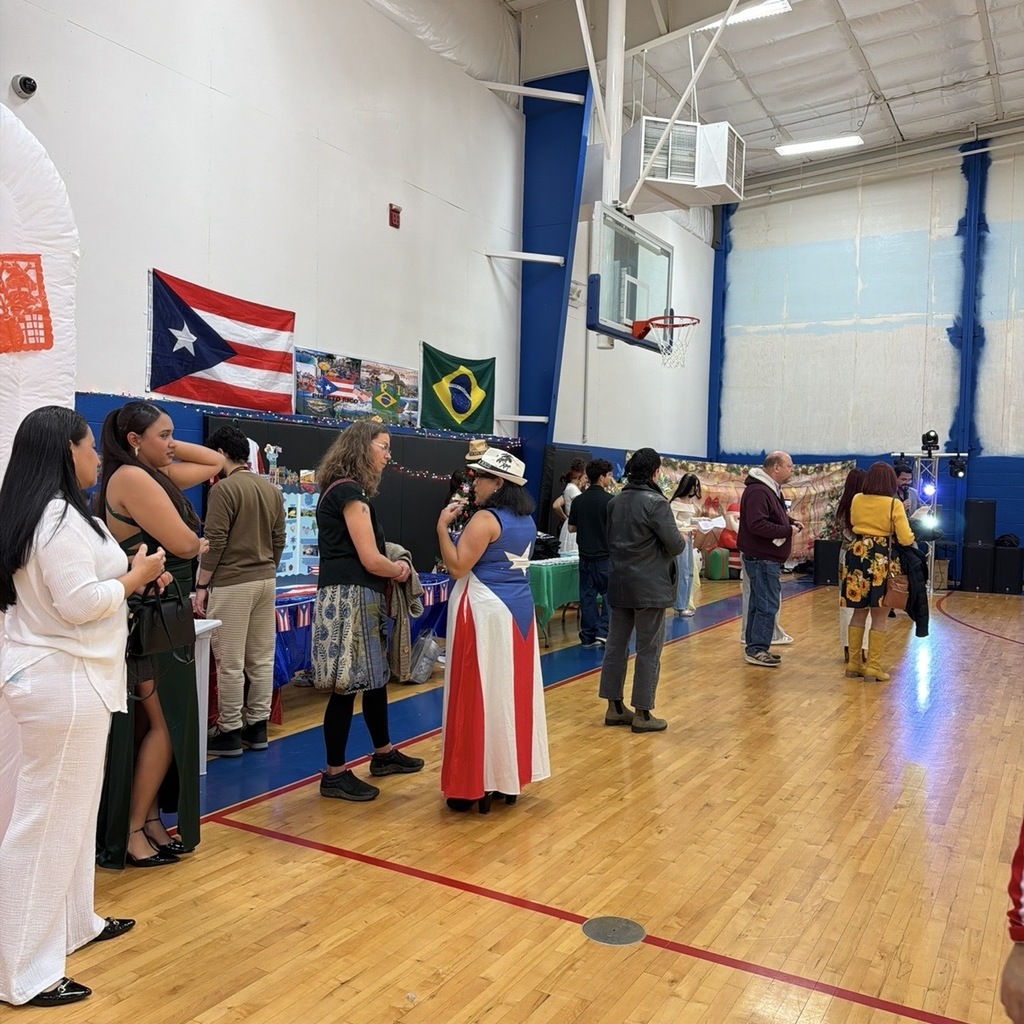 students and staff at Latin Christmas event