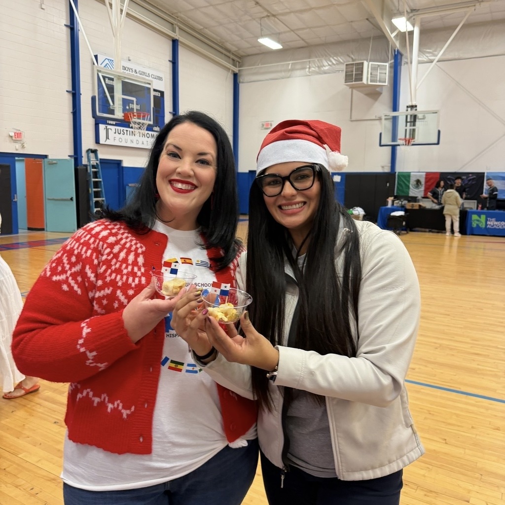 students and staff at Latin Christmas event