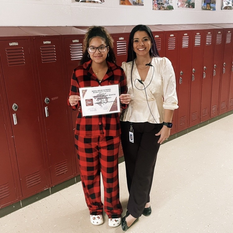 Dr. Johana Gomez, Health Sciences Principal, with December student of the month