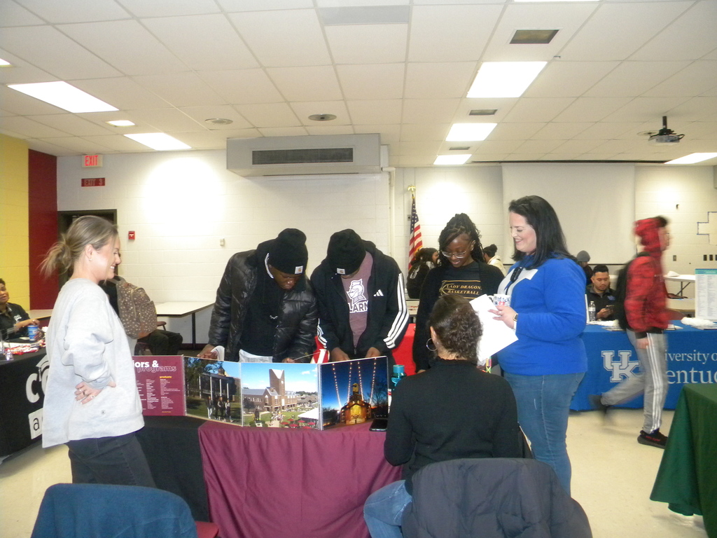 students at college fair