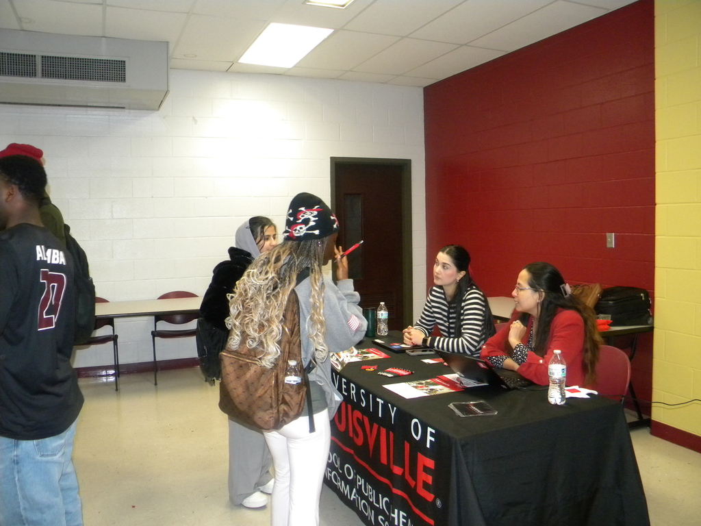 students at college fair