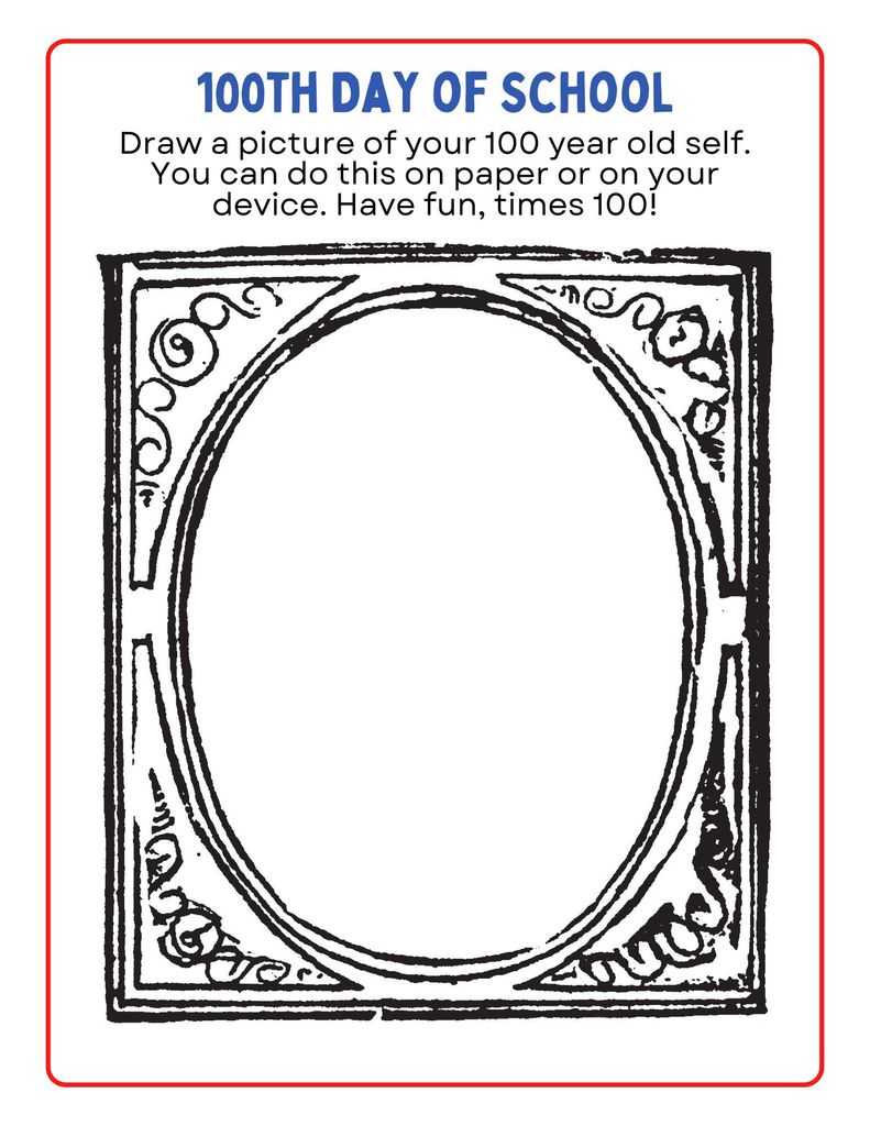 100Th Day of School Drawing and Writing Worksheet