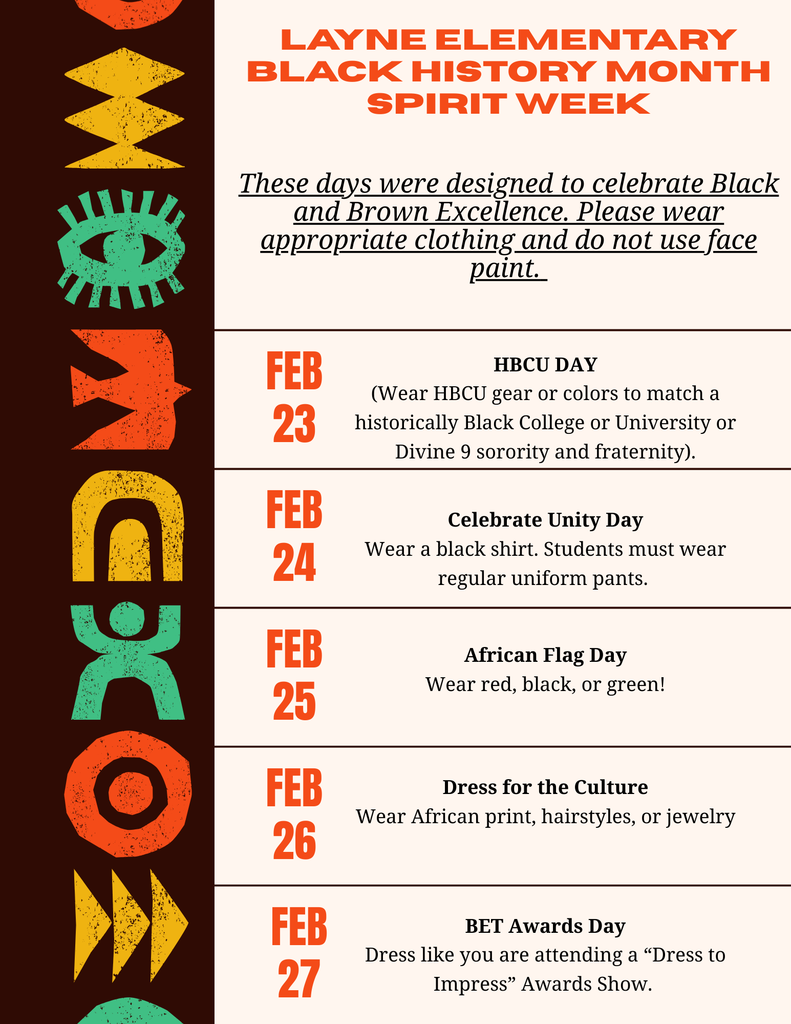 Black History Month Spirit Week Flyer
