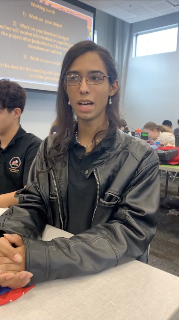 A Seneca High School Student talks.