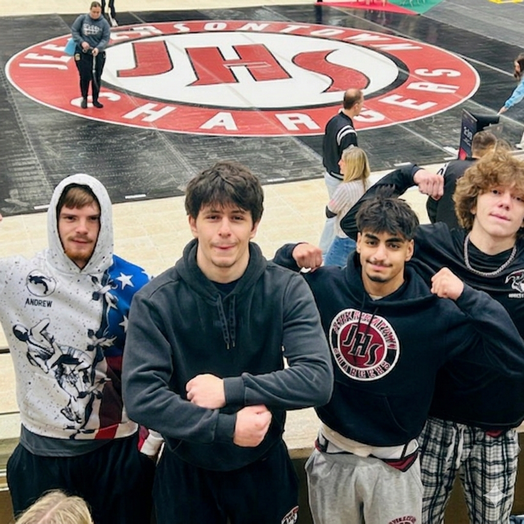 Starting the state tournament with a WIN! 🚨 🤼‍♂️  A huge congratulations to Ahmed Alobaidi for securing his first victory at the KHSAA State Wrestling Tournament! Making it even sweeter—he took the "W" on our brand-new custom wrestling mat. Talk about breaking it in the right way! 🏆🔥  The action is just getting started. Stay tuned as Andrew Cundiff, Ali Arslanov, and Elijah Blais take the mat later today. Let’s keep that momentum rolling! 💪😤