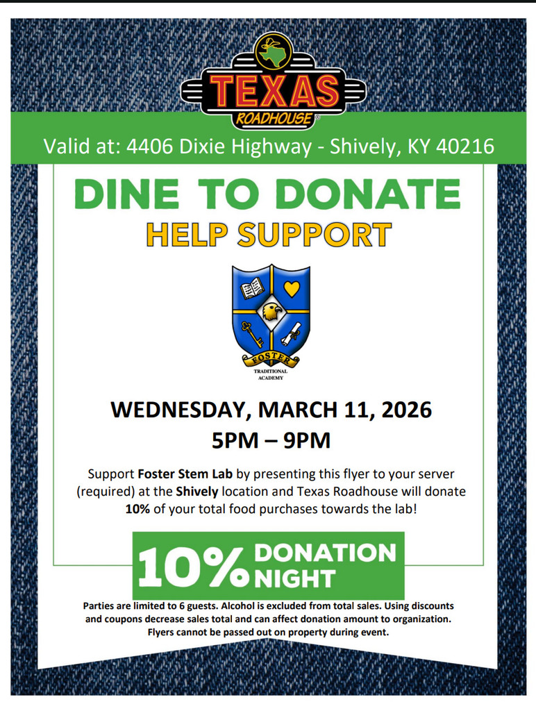 Fundraiser on March 11th from 5-9pm at Texas Roadhouse on Dixie Highway!