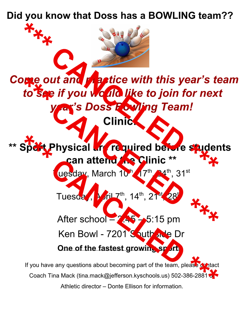 bowling clinic canceled