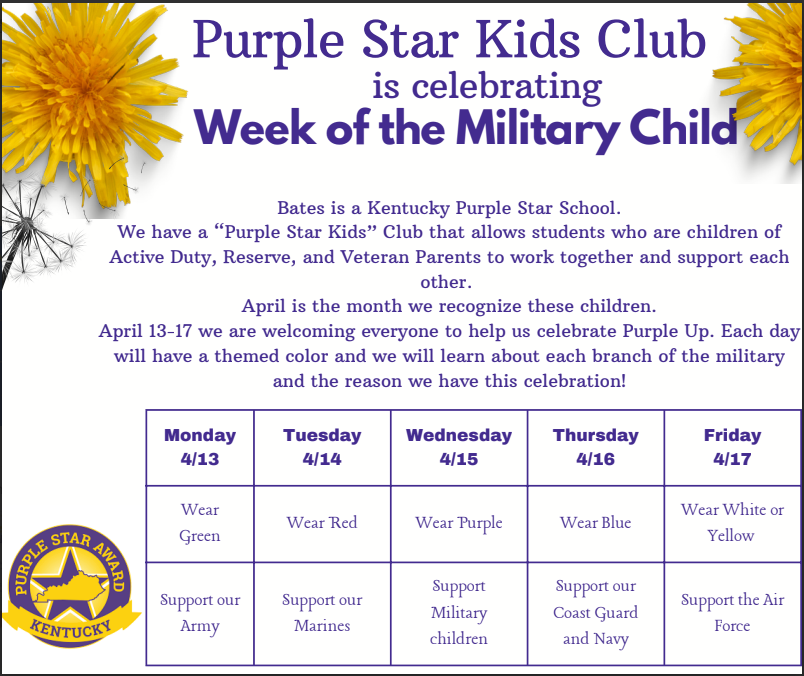 Week of the military child dress up calendar