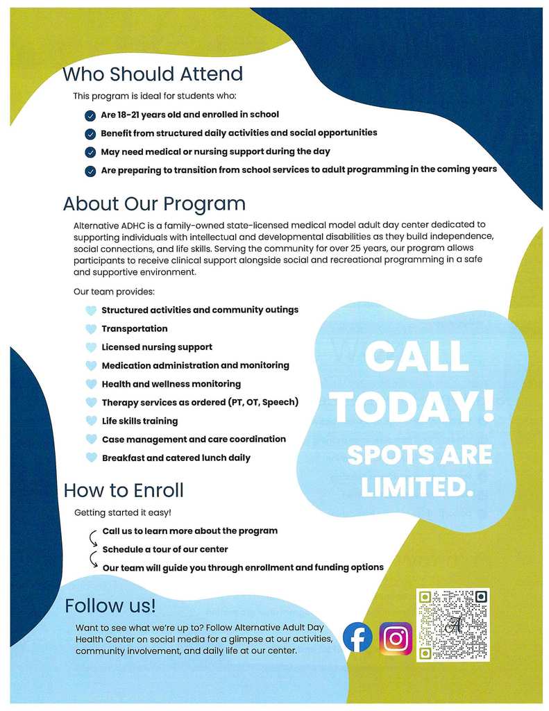 Flyer for summer camp program