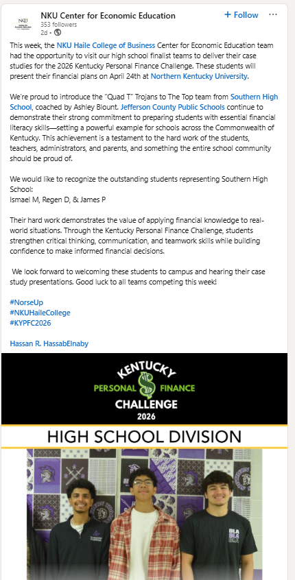 three students standing together