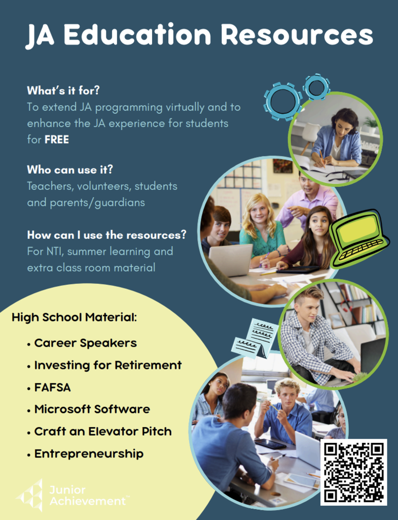 Keep the learning going all summer long! ⚡️📖  As the school year winds down, we’re excited to share that Junior Achievement (JA) is here to support our students through the summer break! ☀️  Whether you're looking for a great summer learning experience or supplemental material to stay sharp, JA offers FREE virtual learning opportunities that can be accessed from anywhere in the country. Students can explore career paths, financial literacy, and entrepreneurship at their own pace!  How to get started:  📄 Check out the flyer below.  📲 Scan the QR code for instant access to virtual JA experiences.  🚀 Start exploring!  Don't let the summer slide stop your momentum. Dive into these interactive lessons whenever you have some free time!
