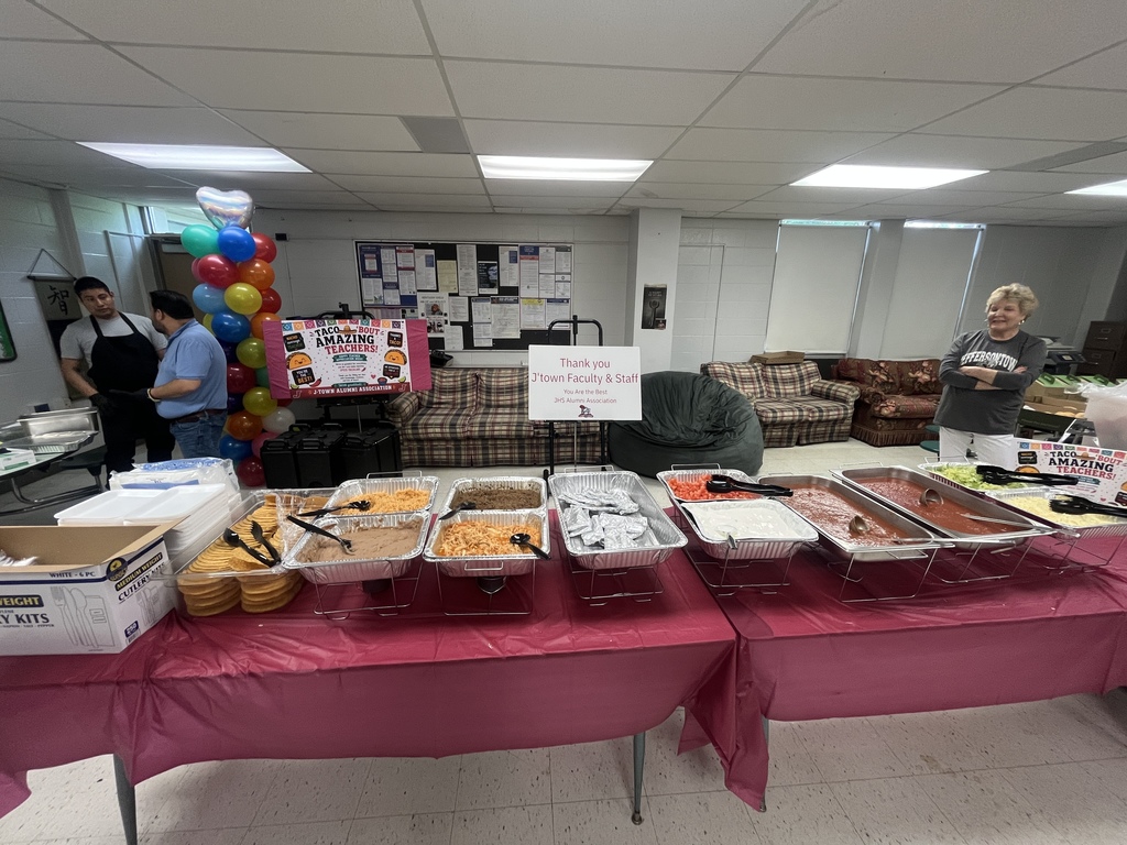 Let’s taco 'bout a great lunch! ⚡️🌮  A huge thank you to the JTown Alumni Association for treating our faculty and staff to an incredible taco bar from The Yellow Cactus today!  There is nothing quite like the support of our Alumni. It means so much to our staff to know that the Charger family continues to give back long after graduation. Thank you for making us feel so appreciated (and well-fed!) during Staff Appreciation Week! 🥑🌯  Once a Charger, always a Charger! 💙💛