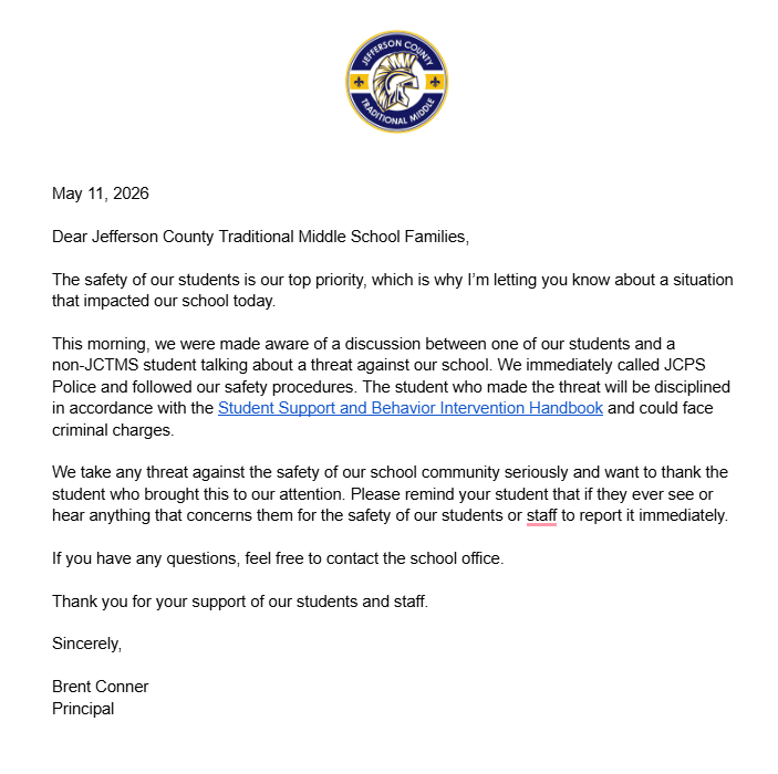 Letter to families