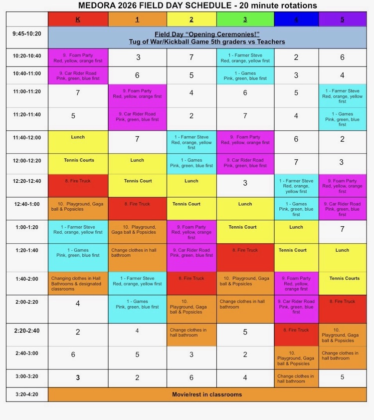 Field Day Schedule
