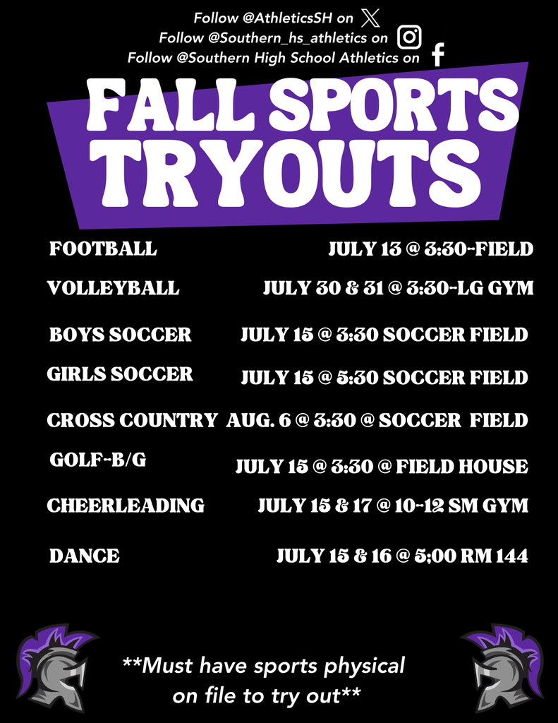 Fall tryout dates.