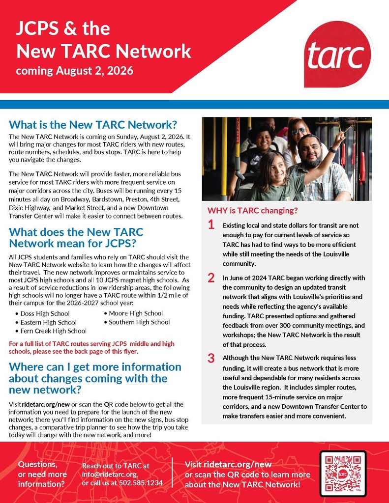 JCPS & the New TARC Network flyer