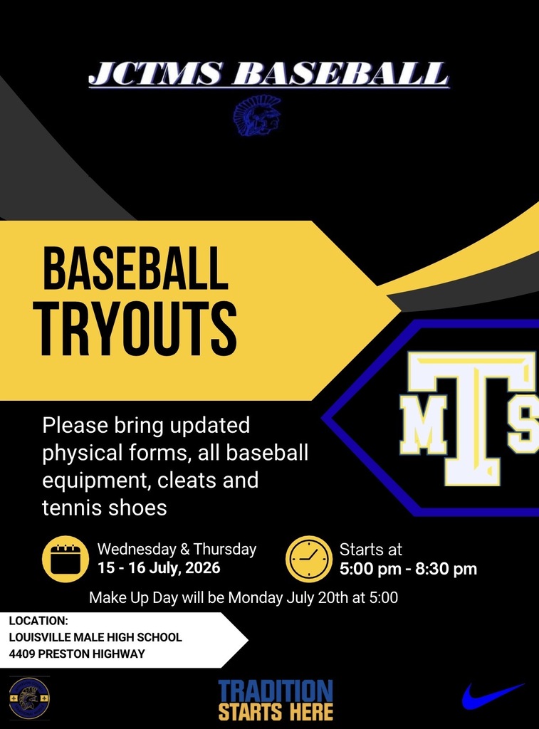 Baseball tryouts will be held July 15th-16th from 5:00pm-8:30pm at Male High School