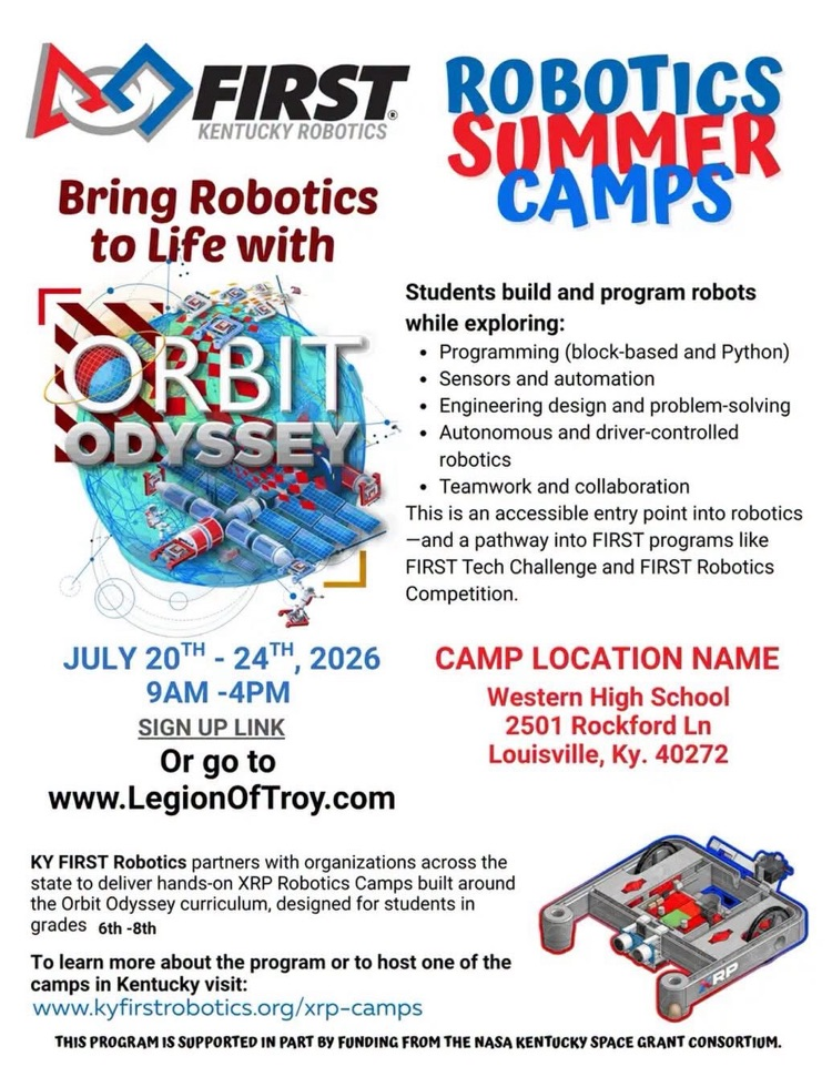 robotics camp flyer with sign up link 