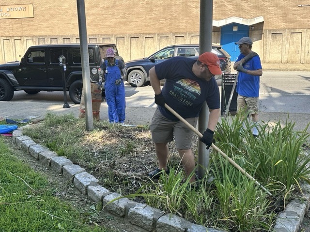 Man raking