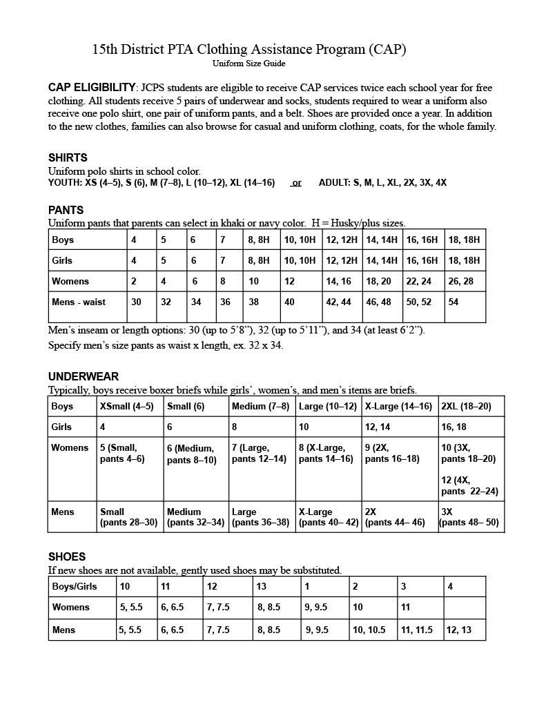 CAP Size Guide