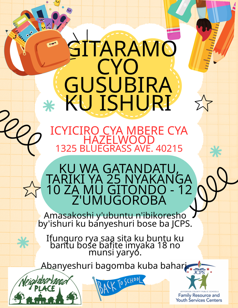 Kinyarwanda - 7/25 10:00-12:00 - 1325 Bluegrass Avenue