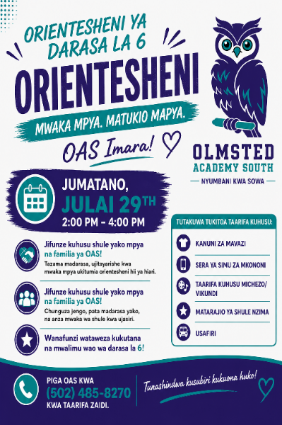 6th Grade Orientation at Olmsted Academy South