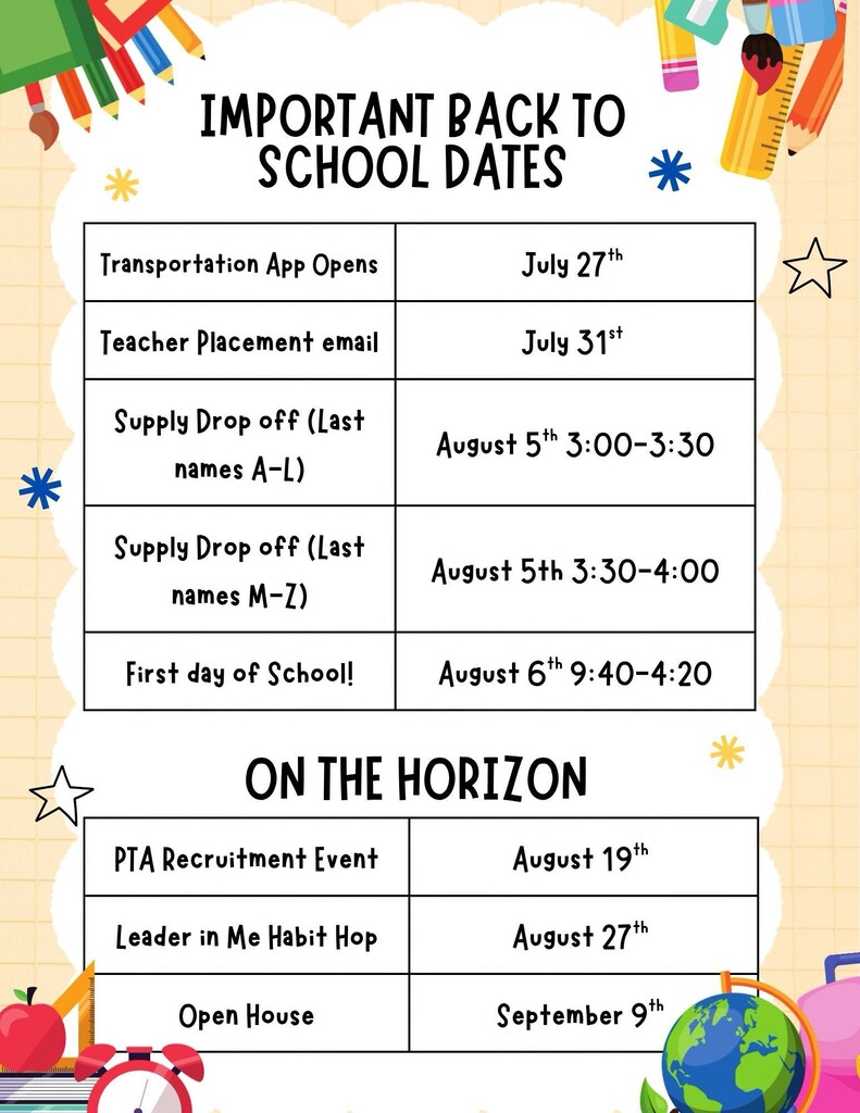 Back to school info