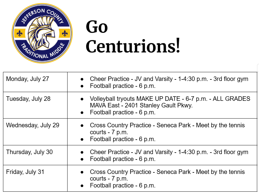 Sports Weekly Calendar