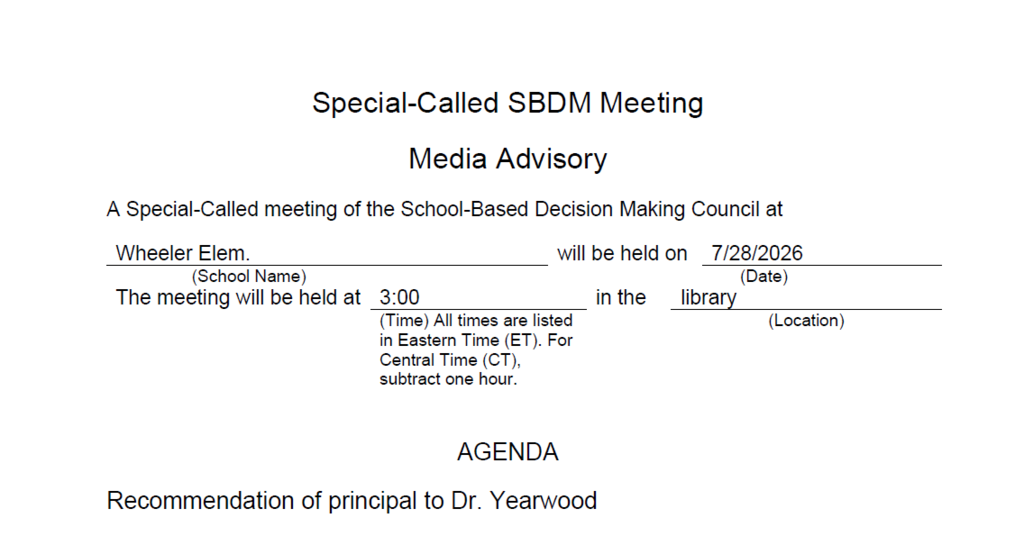SBDM Meeting