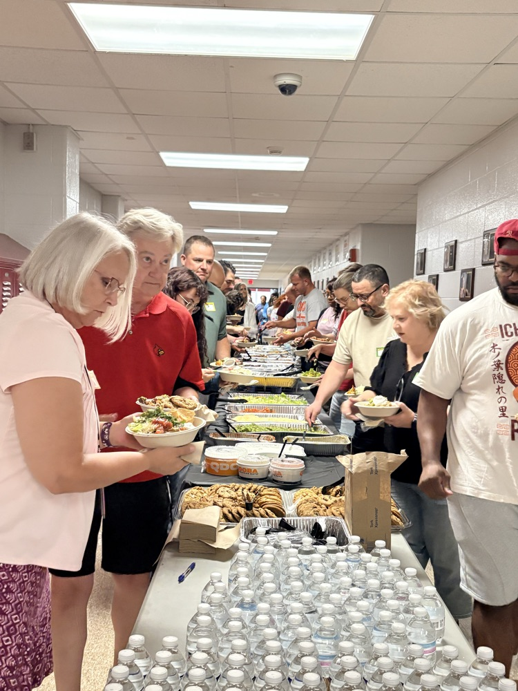 teachers lined up for lunch