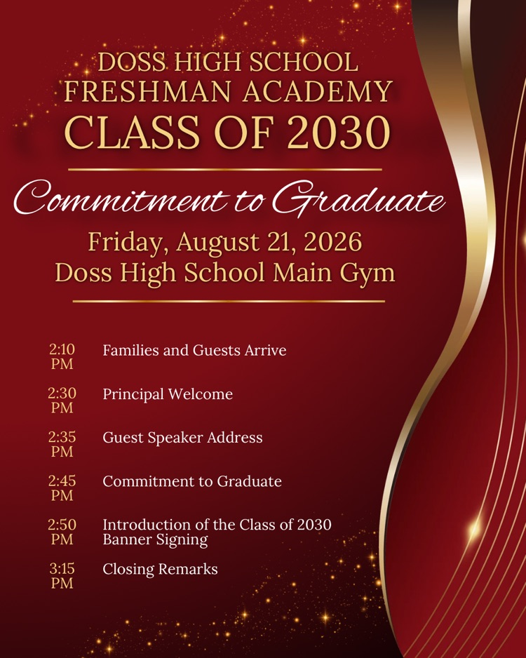 class of 2030 commitment to graduate ceremony, August 21 2pm