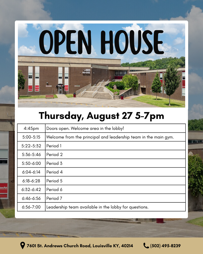 Open House Thursday, August 27.