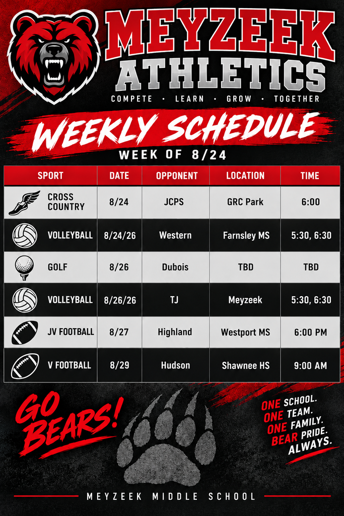 Weekly Athletic Schedule