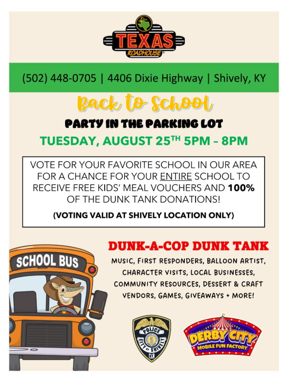 Stop by Texas Roadhouse tonight, August 25th and vote for Foster!